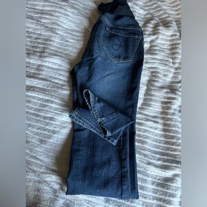 2 pairs of maternity jeans and 1 pair of maternity jean shorts.